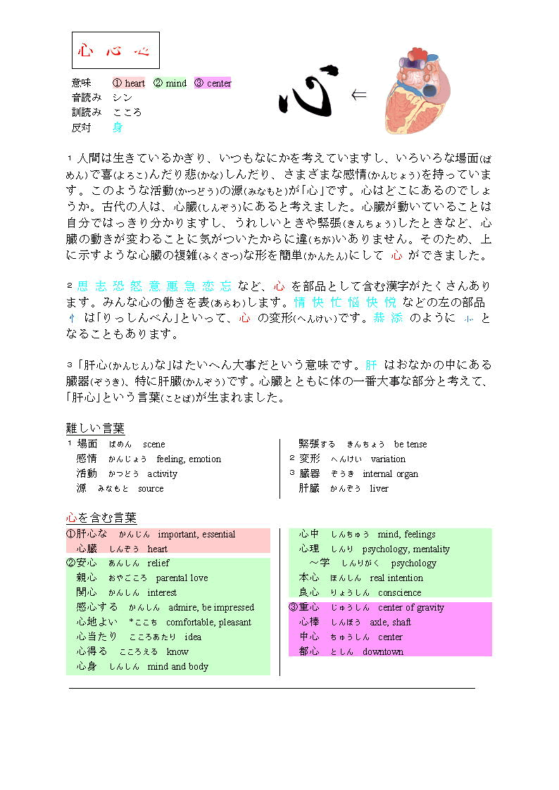 漢字で学ぶ日本語 心