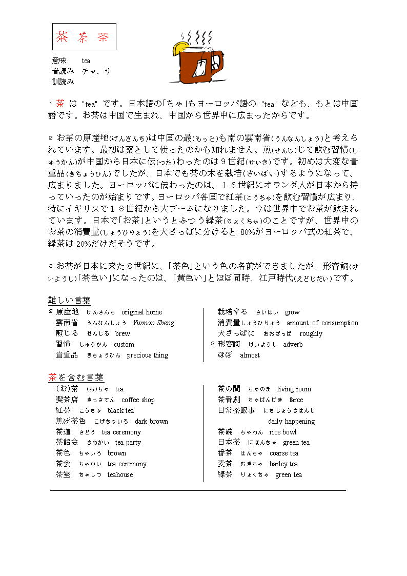 漢字で学ぶ日本語 茶