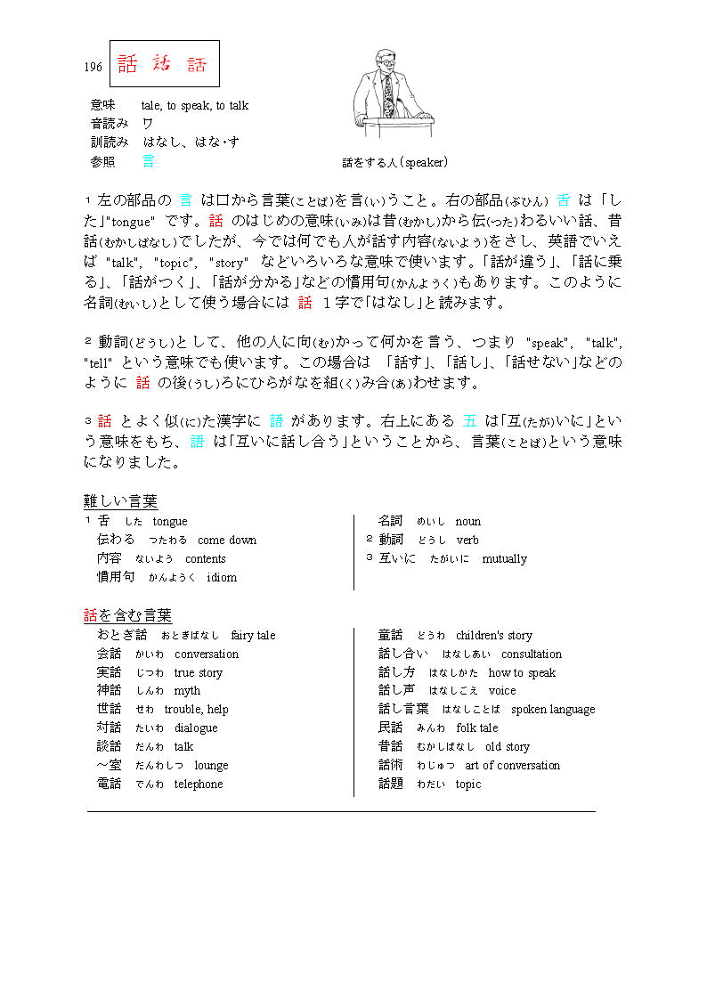 漢字で学ぶ日本語 話