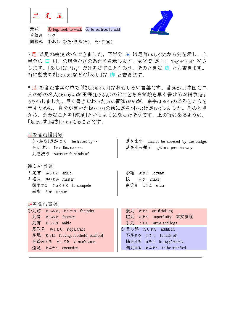 漢字で学ぶ日本語 足